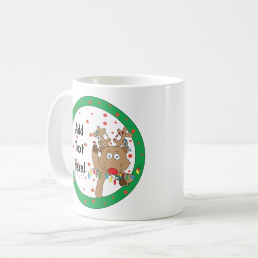 Kerst Mok 11 oz. Rendieren personaliseren (Voorkant links)