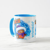 Kerst mok aangepaste naam Peace Robin (Voorkant links)