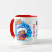 Kerst mok aangepaste naam Peace Robin (Voorkant links)