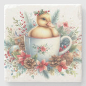 Kerst Mok Duck Stenen Onderzetter (Voorkant)