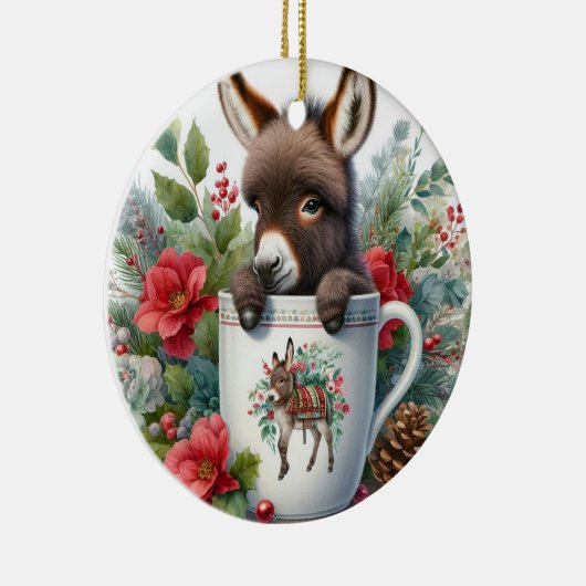 Kerst Mok Ezel Keramisch Ornament (Rechts)