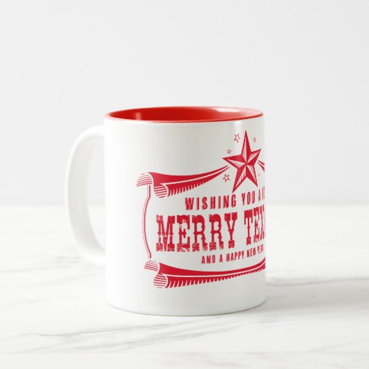 Kerst-Mok in Texas Tweekleurige Koffiemok (Voorkant links)