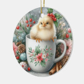 Kerst Mok Kip Keramisch Ornament (Links)