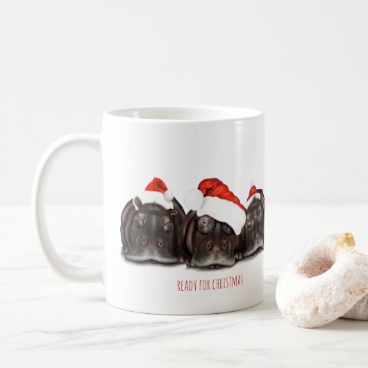 Kerst Mok 'Klaar voor Kerst' Sleepy Hippos (Met donut)