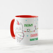 Kerst mok - Meowy Christmas Cat & Tree (Voorkant links)