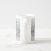 Kerst Mok, , Merry Blue Silver Tree Porselein Kop (Achterkant)