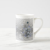 Kerst Mok, , Merry Blue Silver Tree Porselein Kop (Rechts)