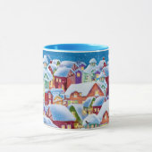 kerst mok met besneeuwde huizen (Midden)