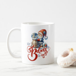 Kerst mok met leuke kabouter en wereldbol