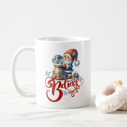 Kerst mok met leuke kabouter en wereldbol (Met donut)