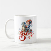 Kerst mok met leuke kabouter en wereldbol (Links)