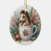 Kerst Mok Paard Keramisch Ornament (Rechts)