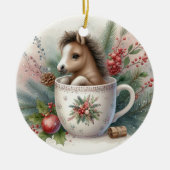 Kerst Mok Paard Keramisch Ornament (Voorkant)