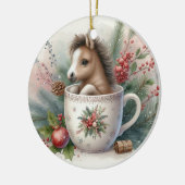 Kerst Mok Paard Keramisch Ornament (Links)