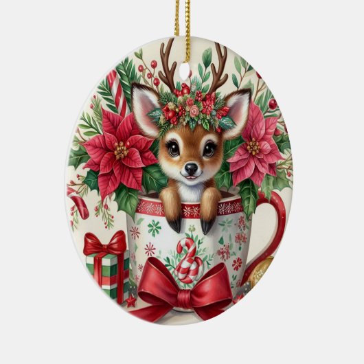 Kerst Mok rendieren 2 Keramisch Ornament (Rechts)