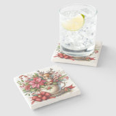 Kerst Mok rendieren 4 Stenen Onderzetter (Zijkant)