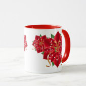Kerst Mok-rode Poinsettias Mok (Voorkant rechts)