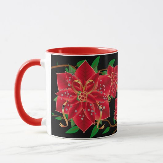 Kerst Mok-rode Poinsettias Mok (Links)