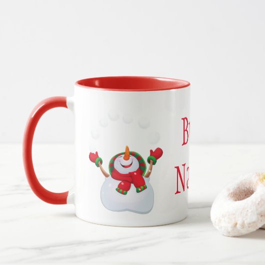 Kerst Mok-Snowman-Buon Natale/Vrolijk Kerstfeest Mok (Met donut)
