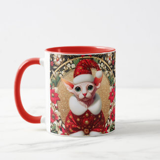Kerst Mok Sphynx Kat Santa Elf