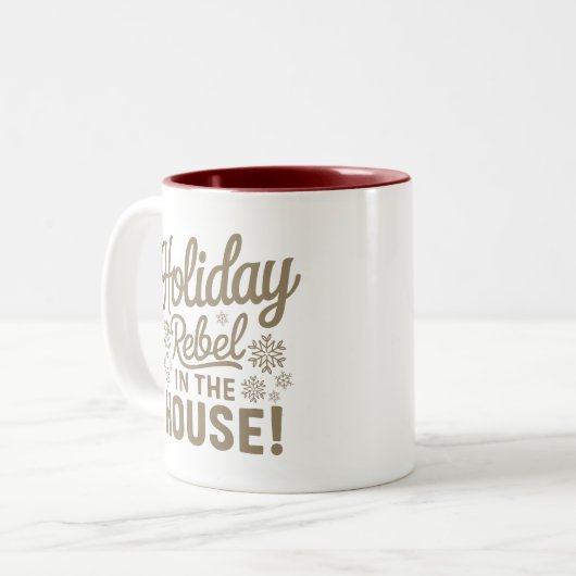 kerst-Mok | Vakantie vibes, perfect voor cadeaus Tweekleurige Koffiemok (Voorkant links)