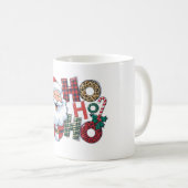 Kerst Mokken Set van 4, Kerst Koffie Mokken wit (Voorkant rechts)