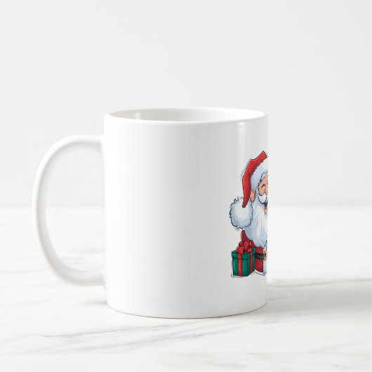 Kerst Mokken Set van 4, Kerst Koffie Mokken wit (Links)