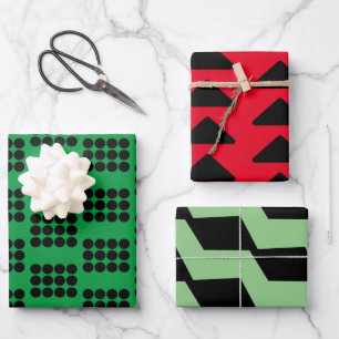Kerst monochroom zwart witte vormen inpakpapier vel