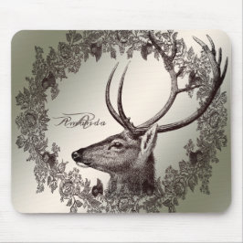Kerst Monogram Bloemendecor Rendier Gouden Winter Muismat