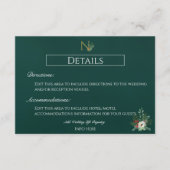 Kerst Monogram Bruiloft Details Informatiekaartje (Voorkant)