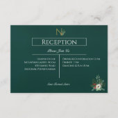 Kerst Monogram Bruiloft Receptie Informatiekaartje (Voorkant)