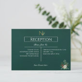 Kerst Monogram Bruiloft Receptie Informatiekaartje (Staand voorkant)