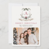 Kerst Monogram Een Foto Vakantie Kaart (Voorkant)