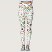 Kerst Monogram groen gebladerte Holly bessen Leggings (Voorkant)