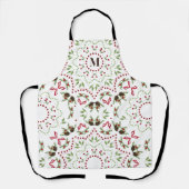 Kerst Monogram groen gebladerte Holly bessen Schort (Voorkant)