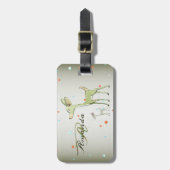 Kerst Monogram Groene Herten Vakantie Cute Bagagelabel (Voorkant verticaal)