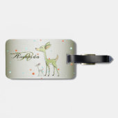 Kerst Monogram Groene Herten Vakantie Cute Bagagelabel (Achterkant horizontaal)