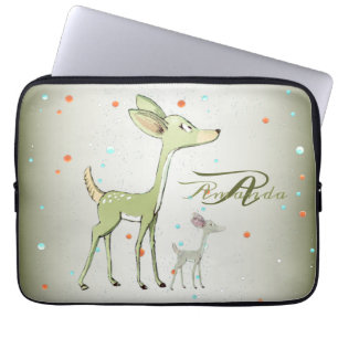 Kerst Monogram Groene Herten Vakanties Schattig Laptop Sleeve