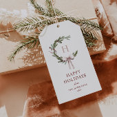 Kerst Monogram Krans Blush Bow Cadeaulabel