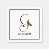 Kerst Monogram Letter G Gepersonaliseerd Papier Servet (Voorkant)
