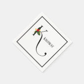 Kerst Monogram Letter K Gepersonaliseerd papier Servet (Hoek)