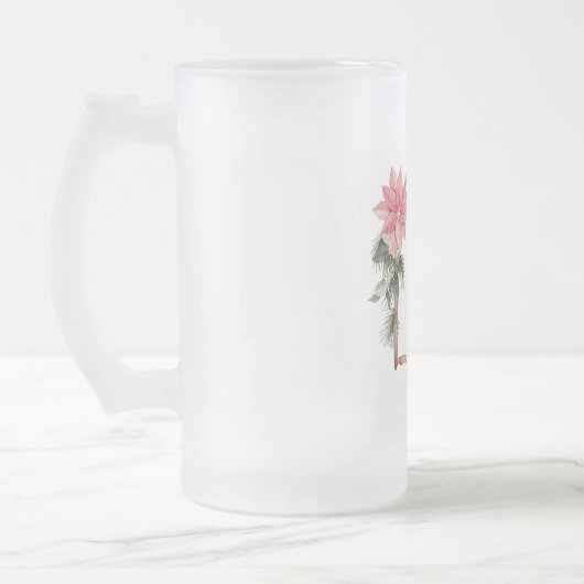 Kerst Monogram Lijst met Vogels en Poinsettia Matglas Bierpul (Links)