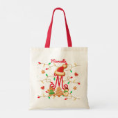Kerst Monogram Naam Custom Gingerbread Rood Tote Bag (Achterkant)