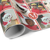 Kerst Monogram Rode Creëer Uw eigen foto Cadeaupapier (Rol Hoek)