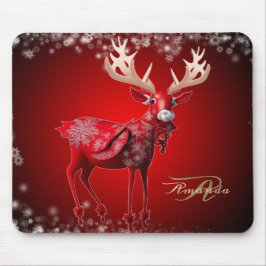 Kerst Monogram Rode Rendier Winter Vakantie Muismat