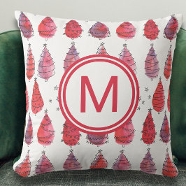 Kerst Monogram Rood Kussen
