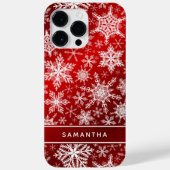 Kerst monogram rood wit sneeuwvlokken Case-Mate iPhone case (Achterkant)