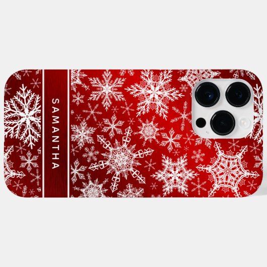 Kerst monogram rood wit sneeuwvlokken Case-Mate iPhone case (Achterkant (horizontaal))