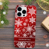 Kerst monogram rood wit sneeuwvlokken Case-Mate iPhone case
