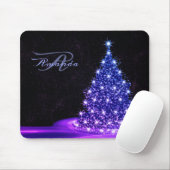 Kerst Monogram Roze Blauw Winter Zwart Rustiek Muismat (Met muis)